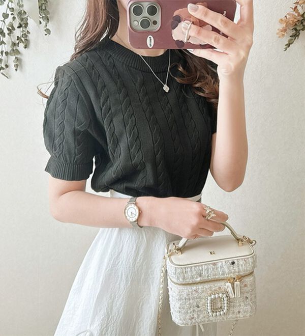 GeeRA（ジーラ）の「ケーブル編みニットトップス（ニット・セーター）」｜詳細画像