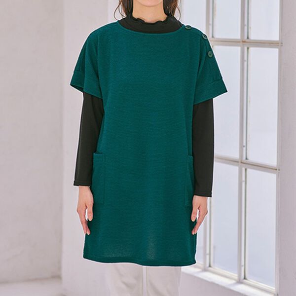 BELLUNA（ベルーナ）の「フリル衿プルオーバー付ジャカードチュニック（アンサンブル）」｜詳細画像