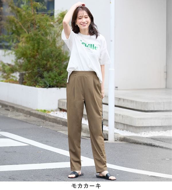 Viola e Viola（ヴィオラ エ ヴィオラ）の「【接触冷感】さらテロ楽のびテーパードパンツ【選べる２丈】（フルレングスパンツ）」｜詳細画像