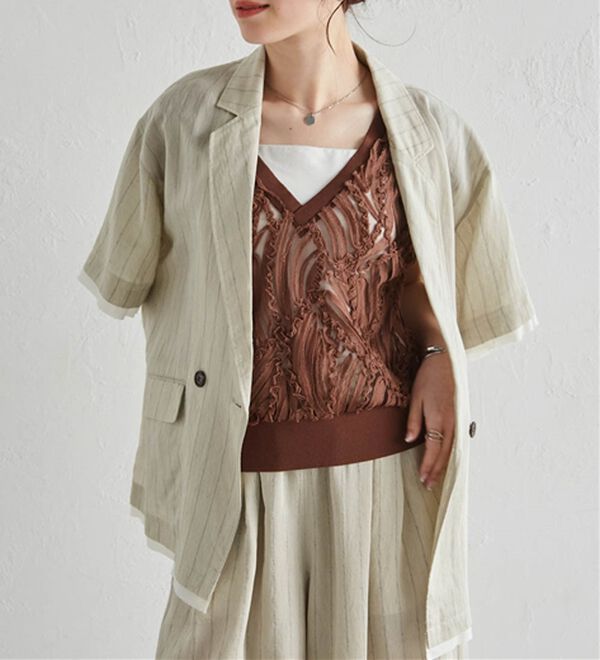 RANAN（ラナン）の「【前後２ＷＡＹ】シアー刺しゅうベスト（ベスト）」｜詳細画像