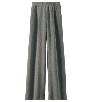 BELLUNA（ベルーナ）の「まるではく毛布！静電防止付裏ファーワイドパンツ（フルレングスパンツ）」｜杢チャコール