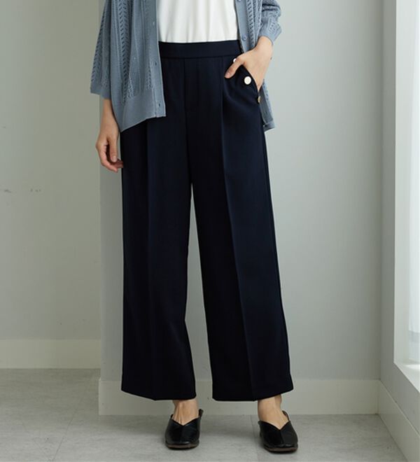 BELLUNA（ベルーナ）の「メランジストレッチ素材ワイドパンツ（ワイドパンツ・ガウチョ）」｜詳細画像