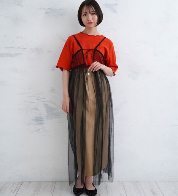 L～6L】ウエストギャザーでお腹スッキリタイトスカート - ベルーナ