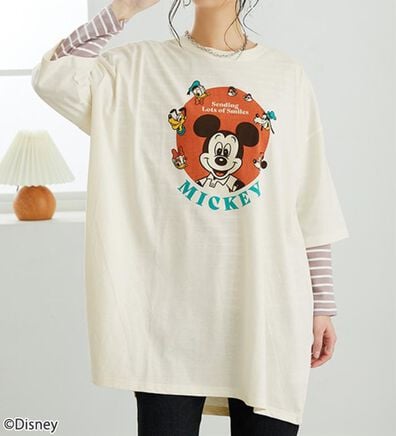 BELLUNA（ベルーナ）の「＜Ｄｉｓｎｅｙ＞【ミッキー】ビッグ7分袖プリントTシャツ（Tシャツ）」