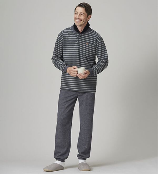 「【２着組】＜アーノルド　パーマー＞首まで暖か綿混杢調パジャマ（メンズルームウェア）」｜詳細画像