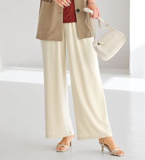 BELLUNA（ベルーナ）の「シャリさら！快適ドロストワイドパンツ（ワイドパンツ・ガウチョ）」｜アイボリー