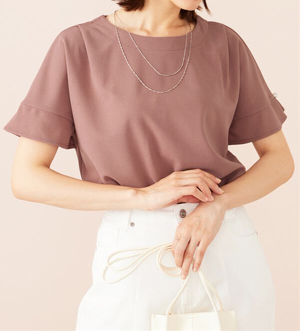 BELLUNA（ベルーナ）の「ジョーゼット素材袖パールブラウス（ブラウス）」｜詳細画像