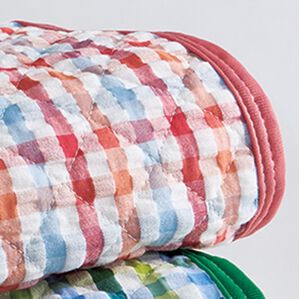 「綿１００％サッカー敷パッド（敷パッド）」｜オレンジチェック