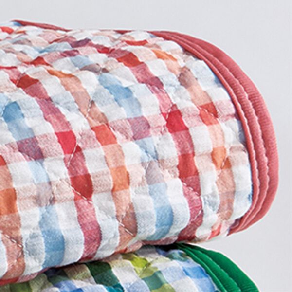 「綿１００％サッカー敷パッド（敷パッド）」｜オレンジチェック