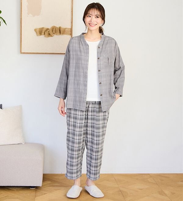 LAVIENNE（ラヴィエンヌ）の「【オーガニックコットン使用】綿１００％Ｗガーゼのルームパジャマ（パジャマ・ルームウェア）」｜詳細画像