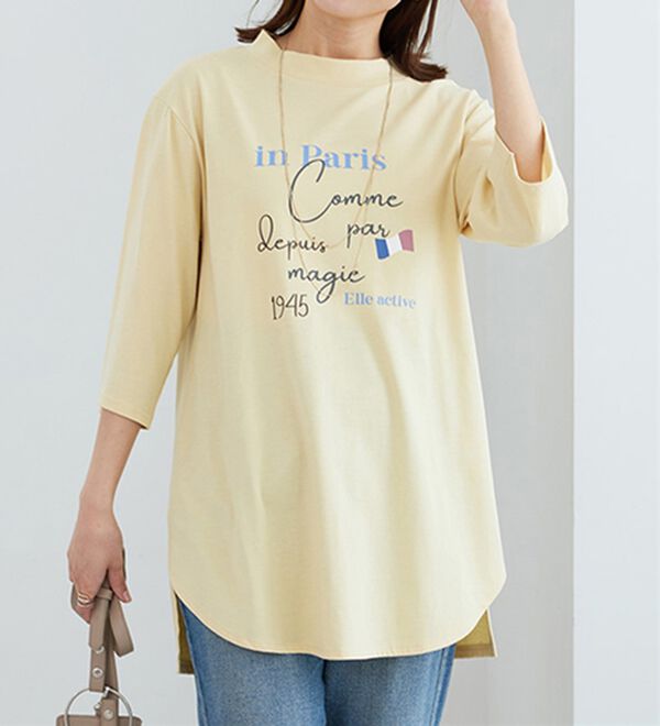 BELLUNA（ベルーナ）の「＜ＥＬＬＥ　Ａｃｔｉｖｅ＞多機能ロゴプリントチュニック（チュニック）」｜詳細画像