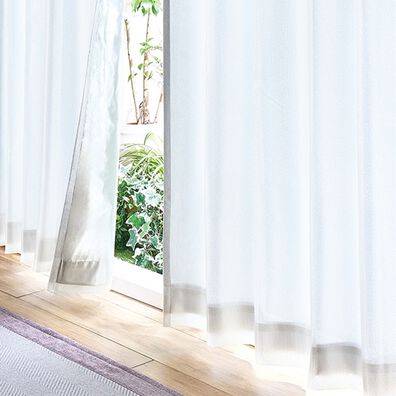 「「エコファイン」使用２枚合わせ多機能デザインレースカーテン（レースカーテン）」