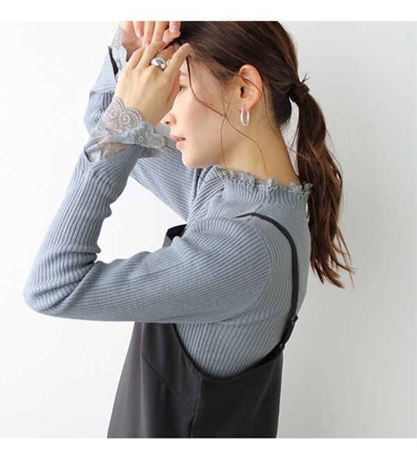 GeeRA（ジーラ）の「大人可愛い！レースが上品なハイネックニット（ニット・セーター）」｜詳細画像