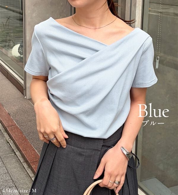 RANAN（ラナン）の「【ひんやり/UV対策】上品ドレープリブTシャツ（カットソー）」｜詳細画像