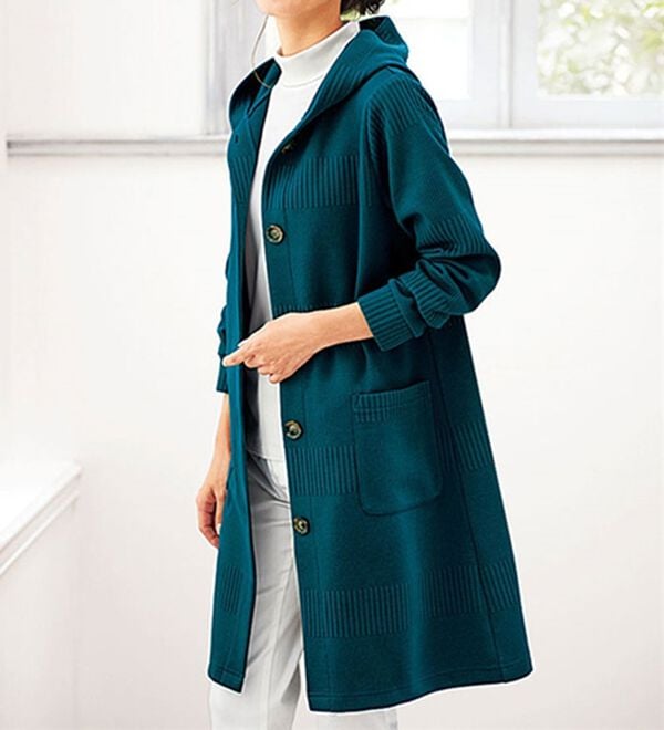 BELLUNA（ベルーナ）の「ボーダージャカード素材フードカーディガン（その他ジャケット）」｜詳細画像