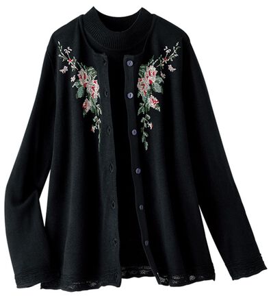 BELLUNA（ベルーナ）の「クロスステッチ刺しゅうカーディガンアンサンブル（ニットカーディガン）」