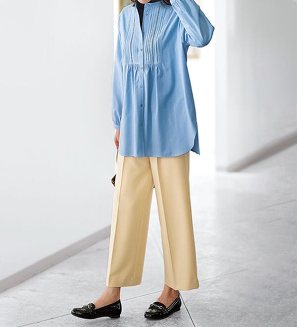 BELLUNA（ベルーナ）の「華やかレース&times;ピンタックシャツチュニック（チュニック）」｜詳細画像