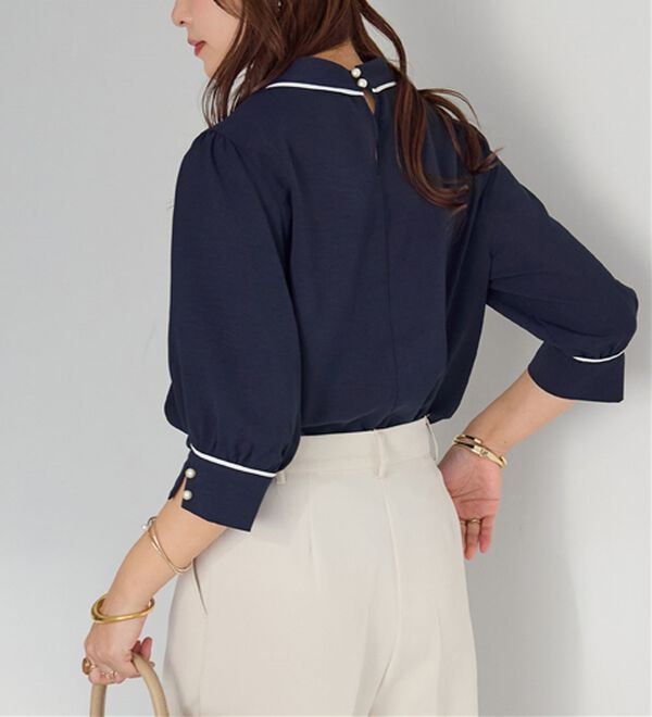 alotta（アロッタ）の「袖口パール6分袖ブラウス（ブラウス）」｜詳細画像