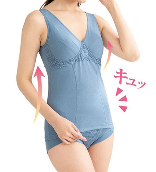 「【３色組】ノンワイヤーなのに綺麗見えカップ付インナー（肌着・インナーウェア）」｜詳細画像