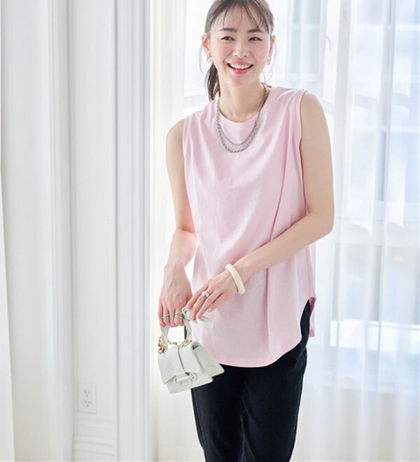 RANAN（ラナン）の「ひんやり！＜BC＞綿100％タンクトップ【選べる着丈】（カットソー）」｜詳細画像