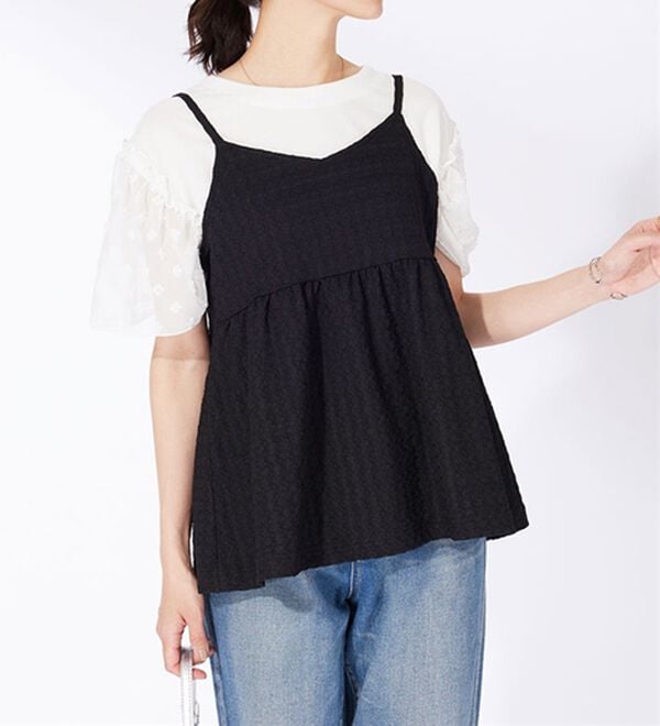 BELLUNA（ベルーナ）の「ジャカード素材バックリボンビスチェ（タンクトップ・キャミソール）」｜詳細画像