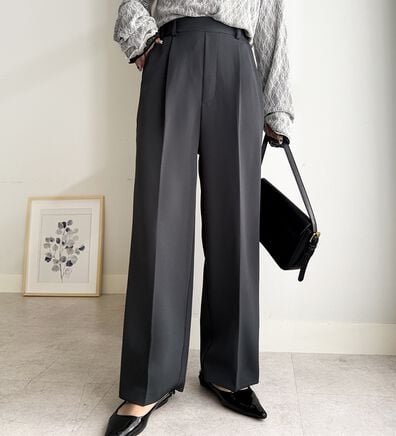 RANAN（ラナン）の「【選べる２丈】機能付！美脚シルエットセンタープレスワイドパンツ（フルレングスパンツ）」