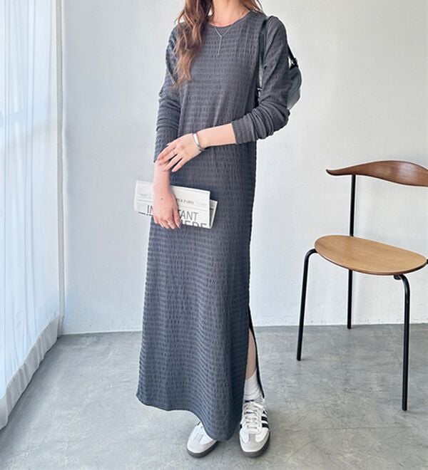 GeeRA（ジーラ）の「全骨格対応！ネックジャガードワンピ―ス（カットソーワンピース）」｜詳細画像