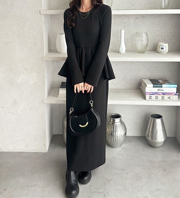 GeeRA（ジーラ）の「楽ちん！ペプラムデザインワンピース（カットソーワンピース）」｜詳細画像