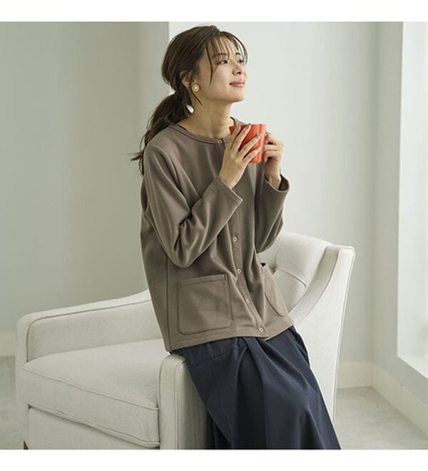 BELLUNA（ベルーナ）の「パチパチしにくい！静電気防止裏フリース配色カーディガン（その他カーディガン）」｜詳細画像