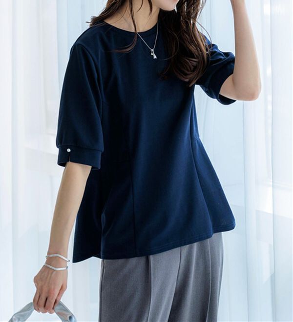 BELLUNA（ベルーナ）の「ジョーゼット素材タック使いＴブラウス（ブラウス）」｜詳細画像