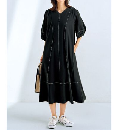 BELLUNA（ベルーナ）の「【UNDOVE】シャカ伸び！はっ水２ＷＡＹランタン袖ワンピース（その他ワンピース）」