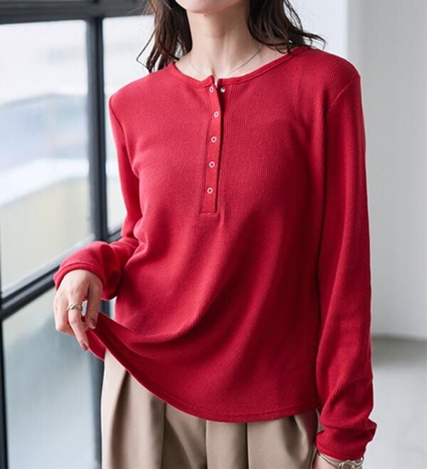 RANAN（ラナン）の「ヘンリーネックワッフルロンＴ（カットソー）」｜詳細画像