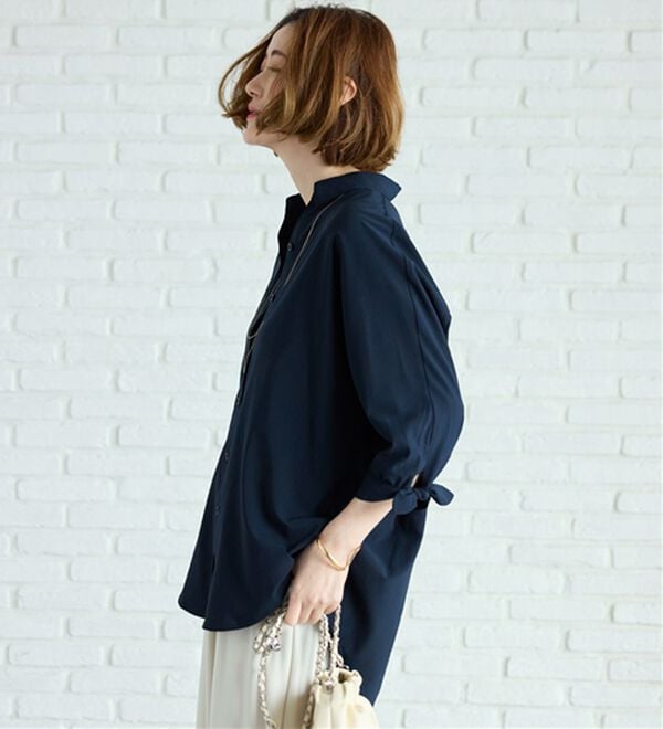 BELLUNA（ベルーナ）の「【吸水速乾】イージーケア！袖リボンシャツチュニック（チュニック）」｜詳細画像