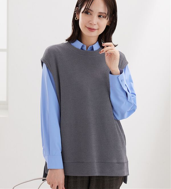 BELLUNA（ベルーナ）の「【新色追加】&ldquo;2点セット&rdquo;あぜ素材ベストアンサンブル（アンサンブル）」｜詳細画像