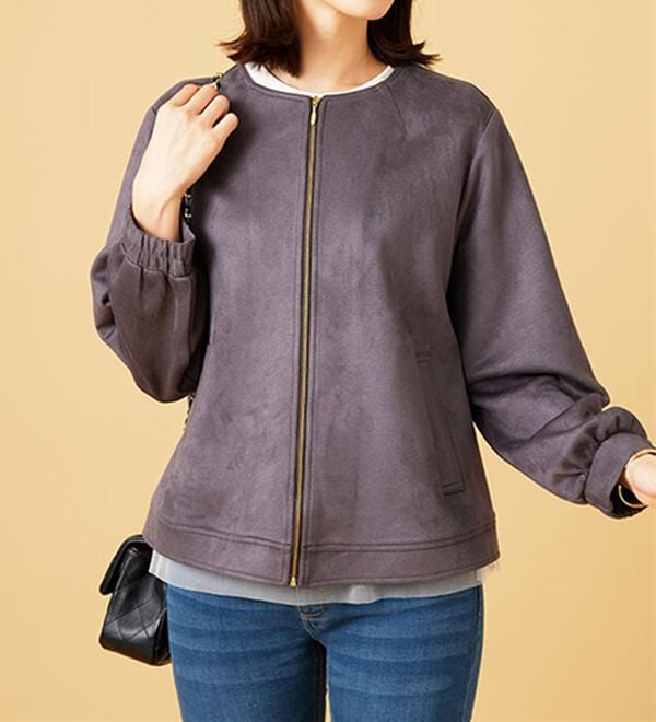 BELLUNA（ベルーナ）の「フェイクスエード切替ミドル丈ジャケット（その他ジャケット）」｜詳細画像