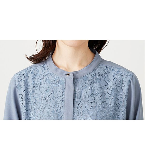 BELLUNA（ベルーナ）の「上品スカラップレース使いシャツチュニック（チュニック）」｜詳細画像