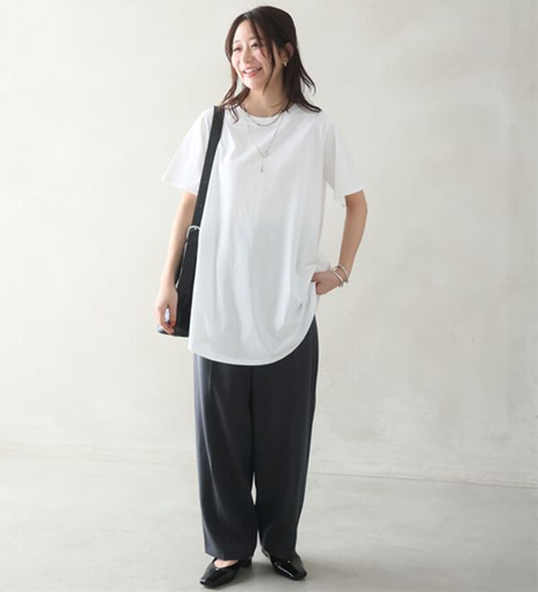 A HAPPY MARILYN（アハッピーマリリン）の「【Ｌ～９Ｌ】綿１００％！まるで魔法のお腹カバー裾フレアＴシャツ（Tシャツ）」｜詳細画像