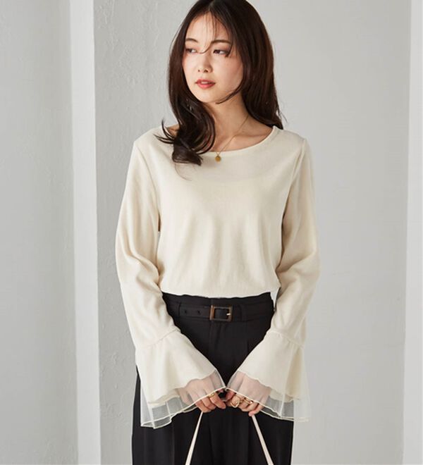 RANAN（ラナン）の「フレアーチュール袖ベロアプルオーバー（カットソー）」｜詳細画像