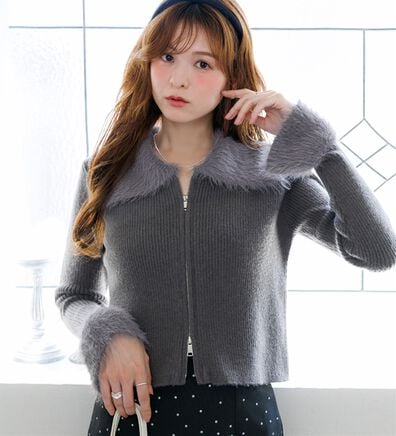 alotta（アロッタ）の「【Corie】シャギーデザインＷジップニットカーデ（ニットカーディガン）」