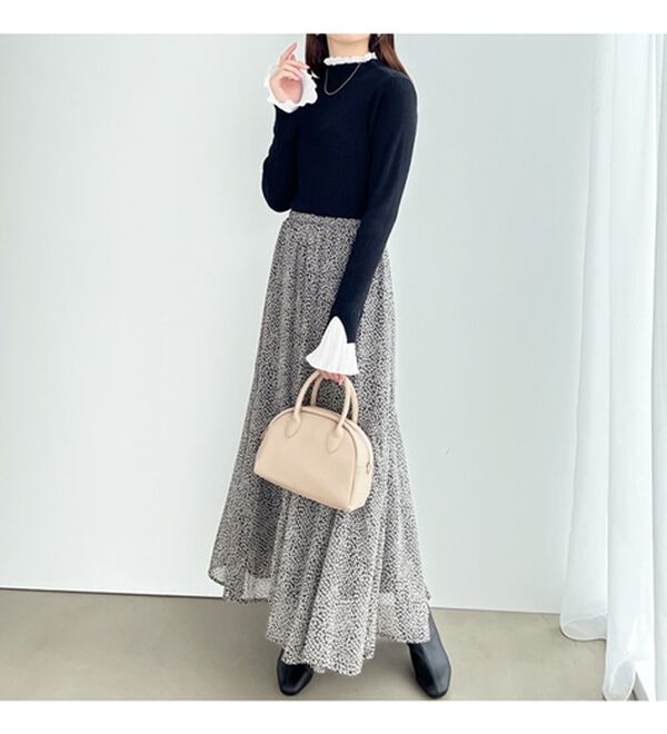 GeeRA（ジーラ）の「プリーツ付ハイネックリブニットトップス（ニット・セーター）」｜詳細画像