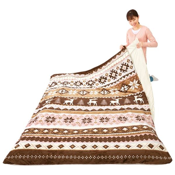 「毛布にもなるフランネル掛布団カバー＜２ＷＡＹ・あったか・裏面シープ調・アルミシート入＞（掛布団カバー）」｜詳細画像