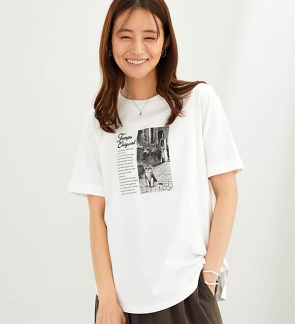 BELLUNA（ベルーナ）の「綿１００％着映えネコ柄プリントＴシャツ（Tシャツ）」｜詳細画像