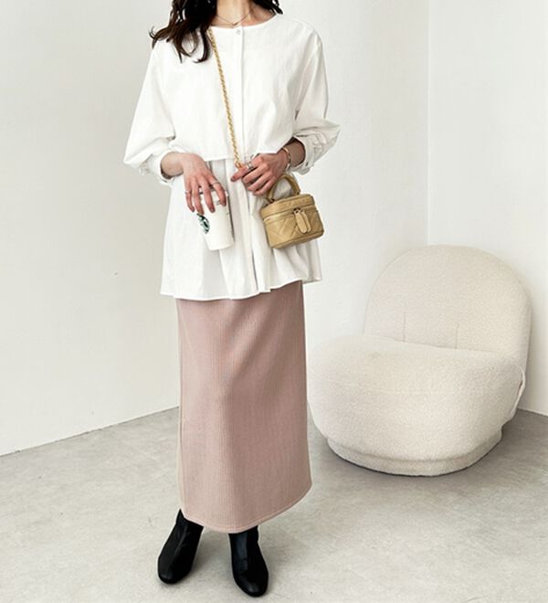 GeeRA（ジーラ）の「ふわふわあったか！裏起毛リブスカート（ロングスカート）」｜詳細画像