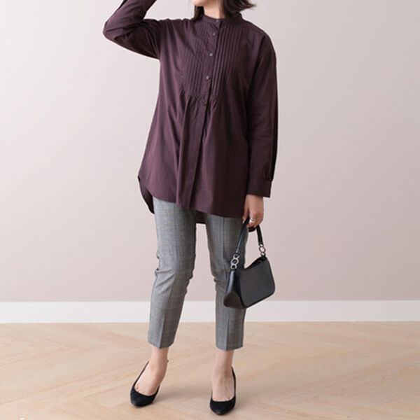 BELLUNA（ベルーナ）の「バンドカラーピンタック使いシャツチュニック（チュニック）」｜詳細画像