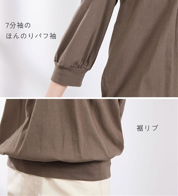 Viola e Viola（ヴィオラ エ ヴィオラ）の「【Ｍ～５Ｌ】綿１００％ふんわり胸元タックカットソー（カットソー）」｜詳細画像