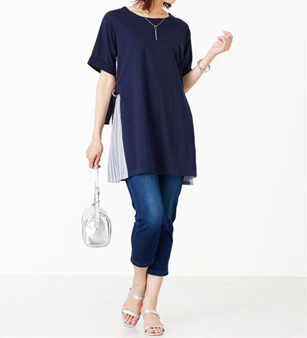 BELLUNA（ベルーナ）の「【店舗・ネット限定】ベルト使いサイドプリーツ切替チュニック（チュニック）」｜詳細画像