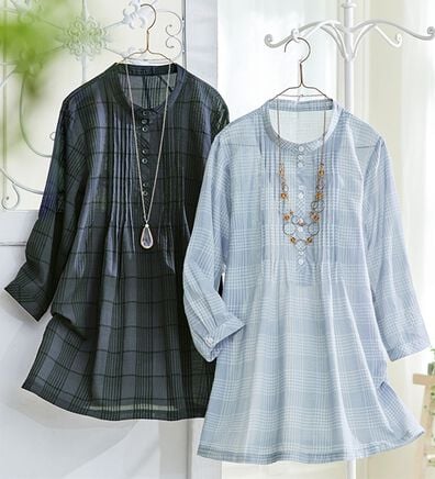 ルフラン（ルフラン）の「【２色組】チェックが可愛い！夏ブラウス（ブラウス）」