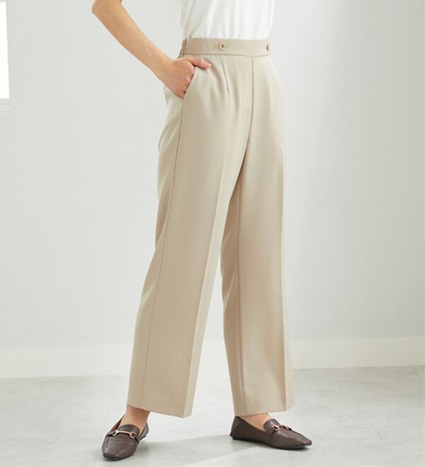 BELLUNA（ベルーナ）の「麻調ストレッチ素材美脚フレアーパンツ（フルレングスパンツ）」｜詳細画像