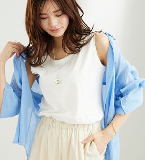 BELLUNA（ベルーナ）の「ヒンヤリ！綿１００％サマ見えタンクトップ（タンクトップ・キャミソール）」｜オフ白