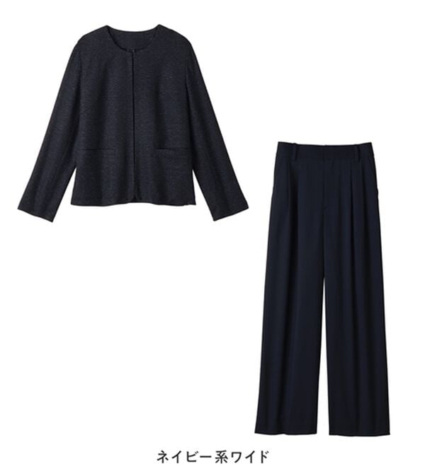 Viola e Viola（ヴィオラ エ ヴィオラ）の「【選べるボトムス】２点セット洗える！ツイードセットアップスーツ（パンツスーツ）」｜詳細画像